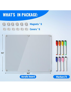 Pizarra Blanca Magnética Acrílica LANDNEOO 36.83 x 29.21 cm 2