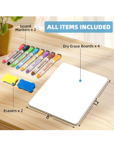 Pizarra Blanca Magnética Borrable LOCONHA 30x20cm 4 Piezas 2