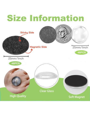 Imanes de Manualidades BEDARTIST 96pcs Vidrio 2.54cm Redondos