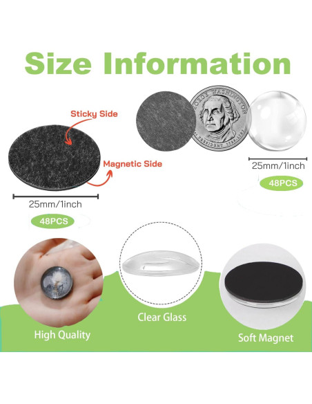 Imanes de Manualidades BEDARTIST 96pcs Vidrio 2.54cm Redondos