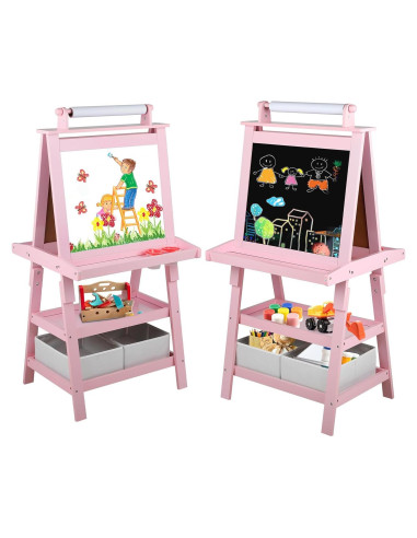 Caballete 3 en 1 Kinder King Rosa con Almacenamiento y Accesorios