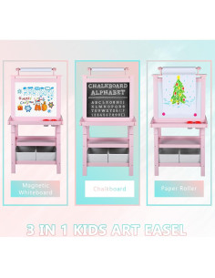 Caballete 3 en 1 Kinder King Rosa con Almacenamiento y Accesorios 2