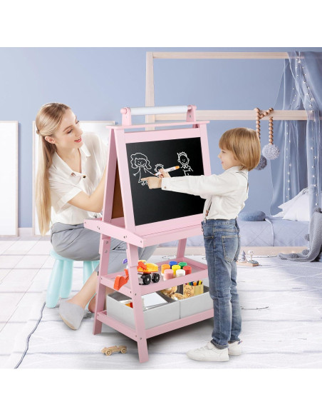 Caballete 3 en 1 Kinder King Rosa con Almacenamiento y Accesorios