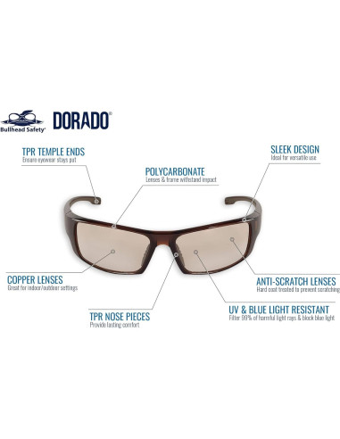 Gafas de Seguridad Bullhead BH9711 Lentes Dobles Cobre UV