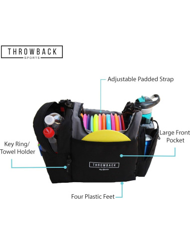 Bolsa de Frisbee Disc Golf Throwback Sports con Nevera 12 Discos