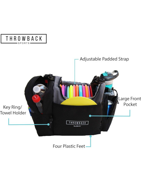 Bolsa de Frisbee Disc Golf Throwback Sports con Nevera 12 Discos