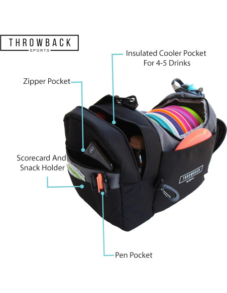 Bolsa de Frisbee Disc Golf Throwback Sports con Nevera 12 Discos