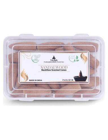 Conos de Incienso de Sándalo Yajna - 20 Unidades Hechos a Mano