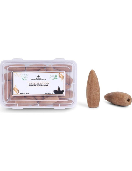 Conos de Incienso de Sándalo Yajna - 20 Unidades Hechos a Mano