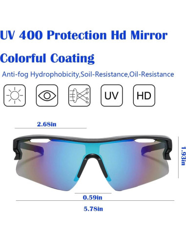 Gafas de sol deportivas WoodCloris UV400 para hombres y mujeres