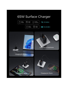 Cargador Microsoft Surface Pro 65W - Compatible con Pro 3-10/X 2