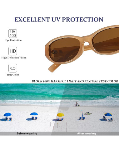 Gafas de sol ovaladas BRMHDY para mujeres estilo 90s