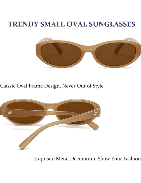 Gafas de sol ovaladas BRMHDY para mujeres estilo 90s