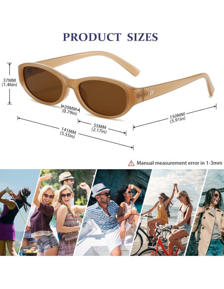 Gafas de sol ovaladas BRMHDY para mujeres estilo 90s