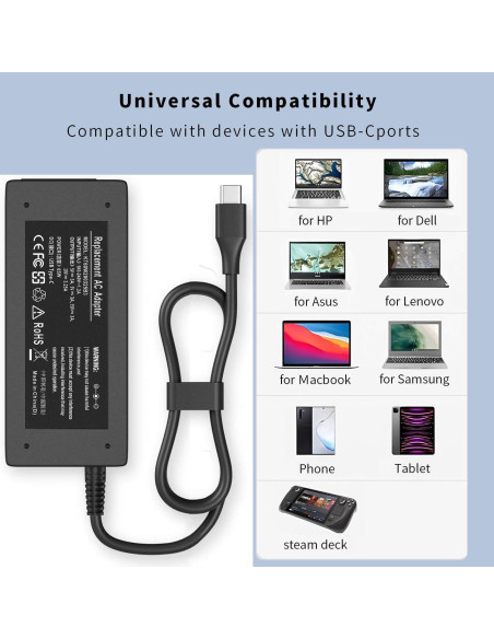 Cargador USB-C 65W DMKAOLLK para Laptop HP y Universal