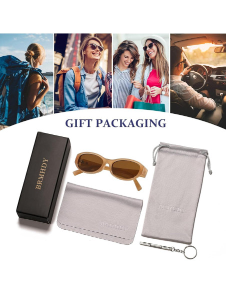 Gafas de sol ovaladas BRMHDY para mujeres estilo 90s