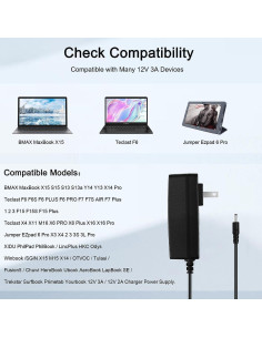 Adaptador de CA 12V 3A PowerHOOD para Jumper EZbook y más 2