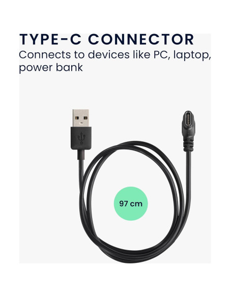 Cargador USB-C kwmobile para Huami Amazfit Falcon - 1m Negro