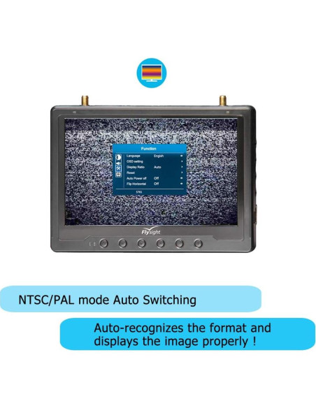 Monitor FPV Flysight Black Pearl RC801 7" 5.8GHz DVR Batería