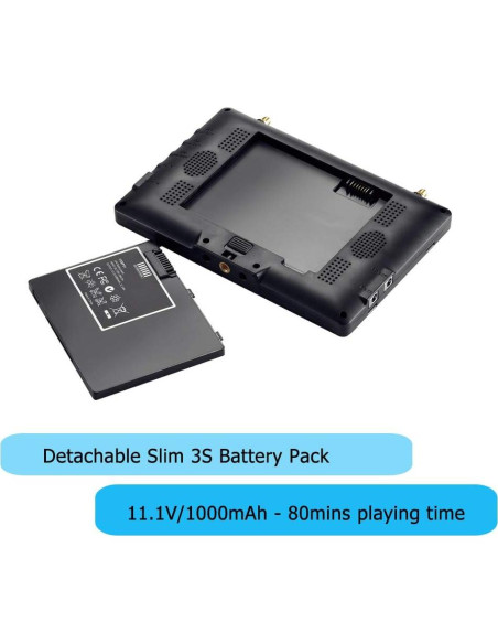 Monitor FPV Flysight Black Pearl RC801 7" 5.8GHz DVR Batería