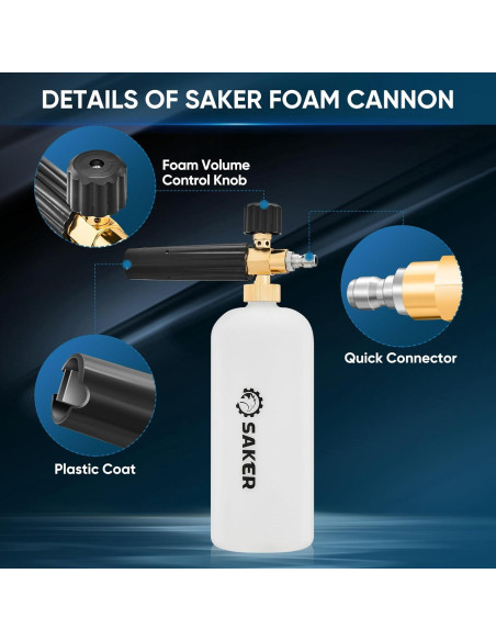 Cañón de Espuma Saker con 5 Boquillas para Lavadora de Presión