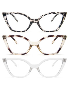 Gafas de Lectura Cat Eye DXYXYO 3 Pares Anti Luz Azul 2.75x