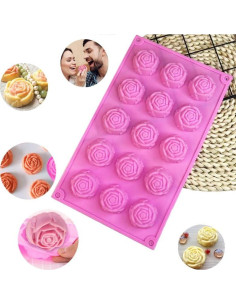 Moldes de Silicona Rosa 2 Pcs 15 Cavidades para Pasteles 2