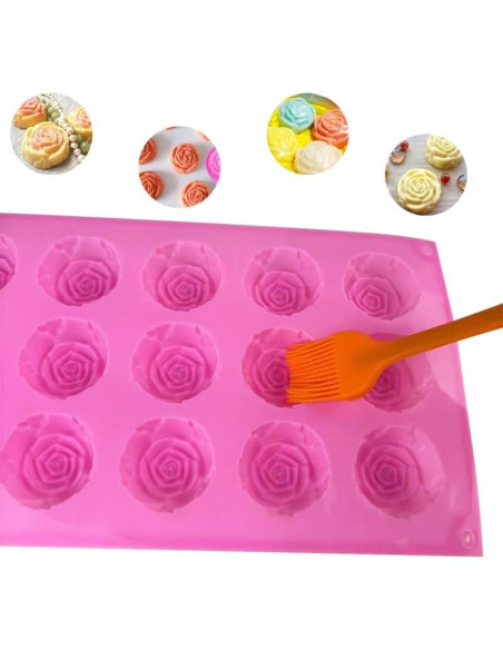 Moldes de Silicona Rosa 2 Pcs 15 Cavidades para Pasteles