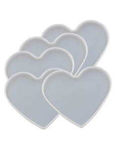 5 Moldes de Silicona Corazón QTTLLI 10 x 7.3 cm para Resina