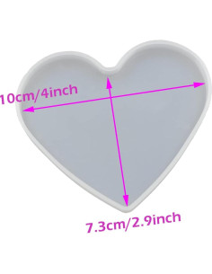 5 Moldes de Silicona Corazón QTTLLI 10 x 7.3 cm para Resina 2