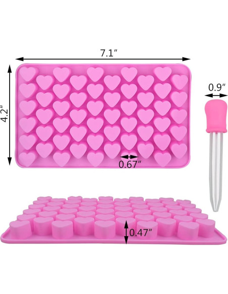Moldes de Silicona Corazón Mini Yuntop - 2 Piezas Rosa