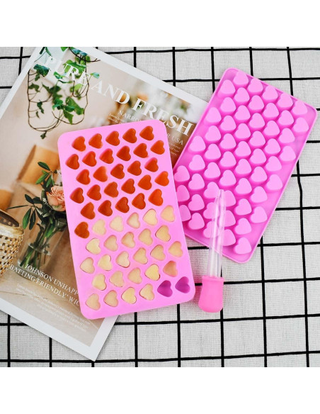 Moldes de Silicona Corazón Mini Yuntop - 2 Piezas Rosa