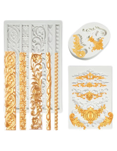 3 Moldes de Silicona Barrocos Grosun para Pasteles y Cupcakes