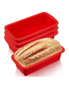 4 Moldes de Pan de Silicona Antiadherente Willinglong 23x12cm