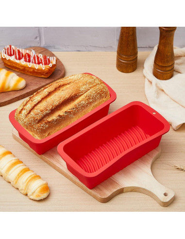 4 Moldes de Pan de Silicona Antiadherente Willinglong 23x12cm