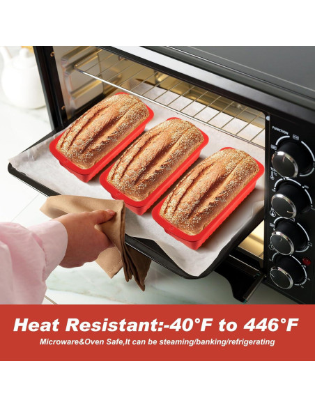 4 Moldes de Pan de Silicona Antiadherente Willinglong 23x12cm
