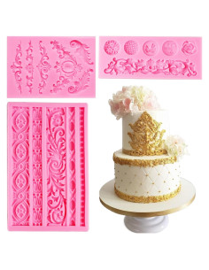 Moldes de Fondant de Silicona AIMEIKI 3 Piezas Barrocos 3D