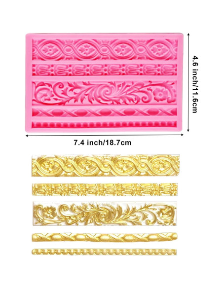 Moldes de Fondant de Silicona AIMEIKI 3 Piezas Barrocos 3D
