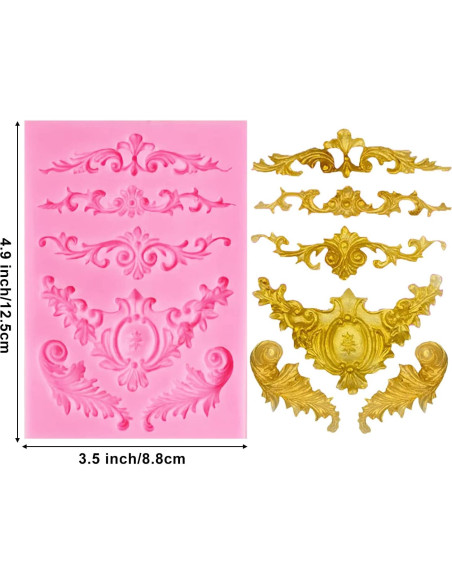 Moldes de Fondant de Silicona AIMEIKI 3 Piezas Barrocos 3D