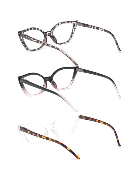 Gafas de lectura DXYXYO estilo ojo de gato 3 pares anti luz azul Gafas de lectura DXYXYO estilo ojo de gato 3 pares anti luz azul