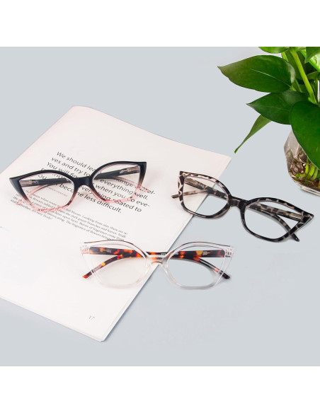 Gafas de lectura DXYXYO estilo ojo de gato 3 pares anti luz azul Gafas de lectura DXYXYO estilo ojo de gato 3 pares anti luz azul