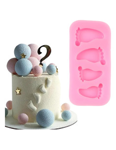 Molde de Silicona Huella de Bebé QDMOLDS 4x8 cm Rosa