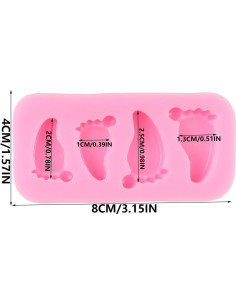 Molde de Silicona Huella de Bebé QDMOLDS 4x8 cm Rosa 2