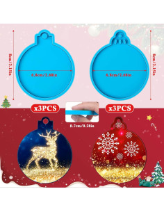 6 Moldes de Silicona para Resina Navidad ROADPLUM Redondos 2