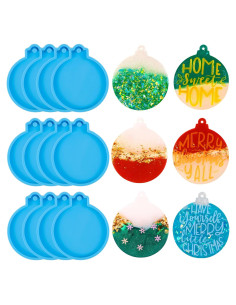 12 Moldes de Silicona Vellibring para Resina Navideña Azul
