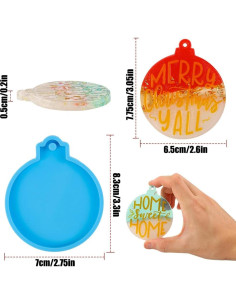 12 Moldes de Silicona Vellibring para Resina Navideña Azul 2