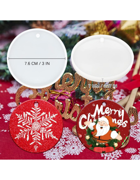 Moldes de Silicona Redondos PEVOGON 4 Pcs 7.62 cm Navidad