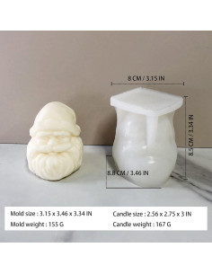 Molde de Silicona para Velas Santa Claus ZAKVOOR 9 cm DIY 2