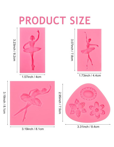 Juego de Moldes de Silicona Rosa NM para Repostería - 4 Piezas