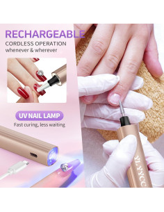 Taladro de Uñas Inalámbrico YLYYCC con Lámpara UV y 12 Brocas 2